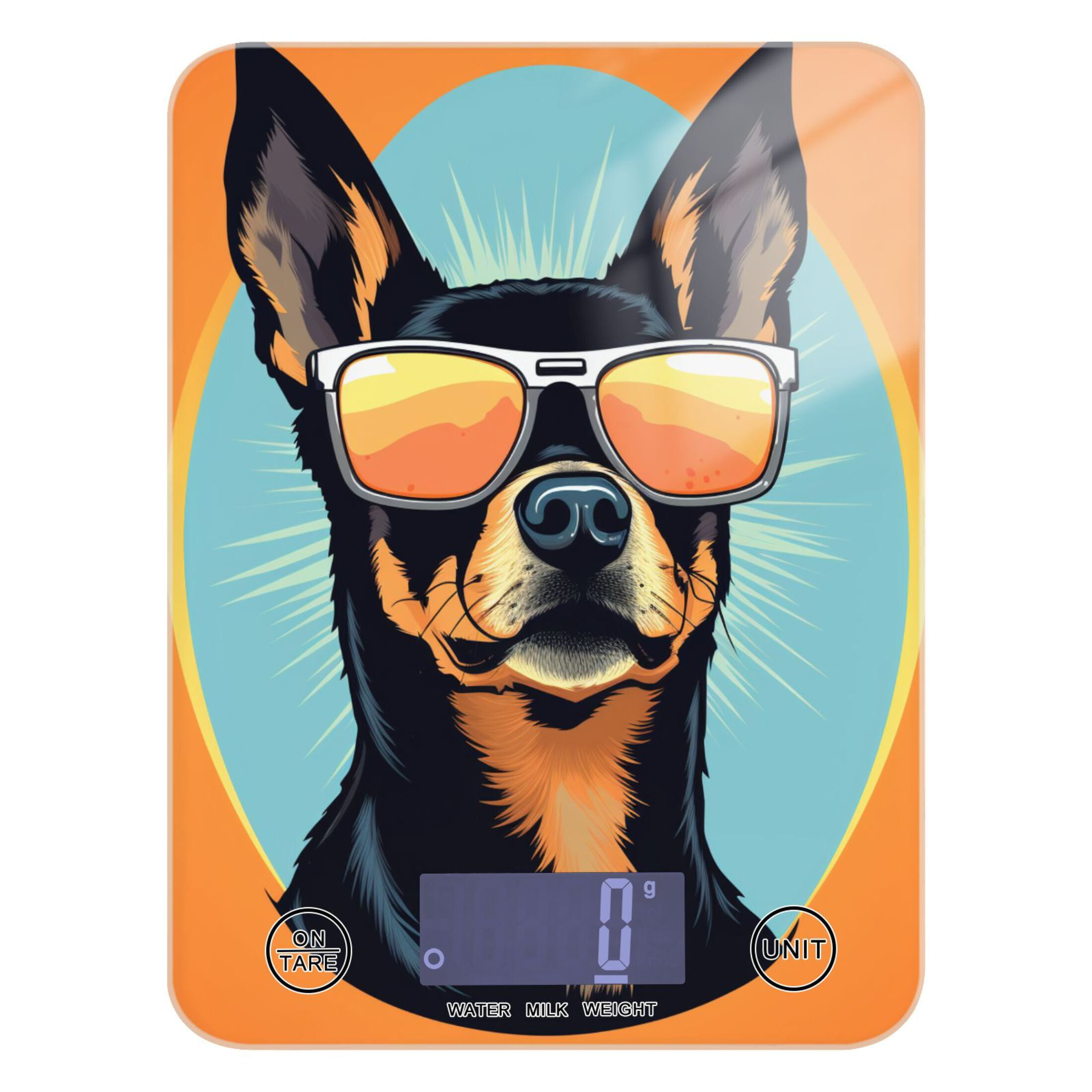 Dog Sunglasses Circle Food Scale Digital Kitchen Scale Waterproof Tempered Glass Tare Function 11 lb for Baking Cooking Meal Prep