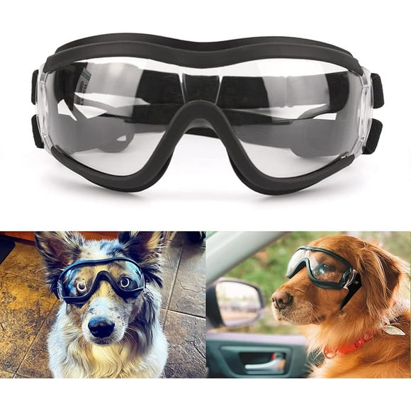 Dog Sunglasses Medium to Large Dog UV Transparent Goggles Windproof Anti-Dust Snowproof Pet Glasses with Elastic Straps