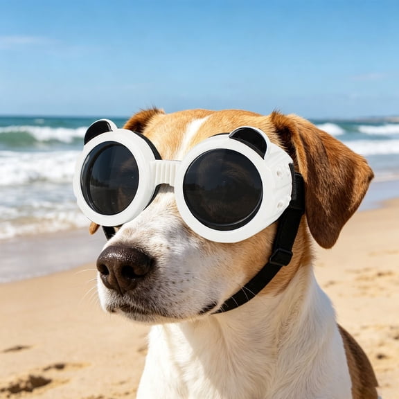 Dog Sunglasses Small Breed, Dog Goggles for Small Dogs Eye Protection Windproof Doggie Glasses for Outdoor Driving Hiking UV Protection, White