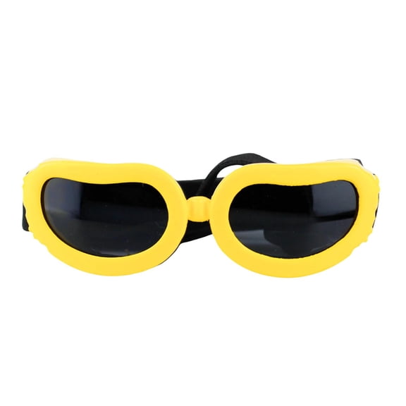 Dog Sunglasses, UV Protection Yellow Dog Goggles with Adjustable Straps, 1PC Pet Eyewear for Small Medium Dogs, Windproof Dustproof Sunglasses for Dogs Outdoor Driving Cycling Hiking