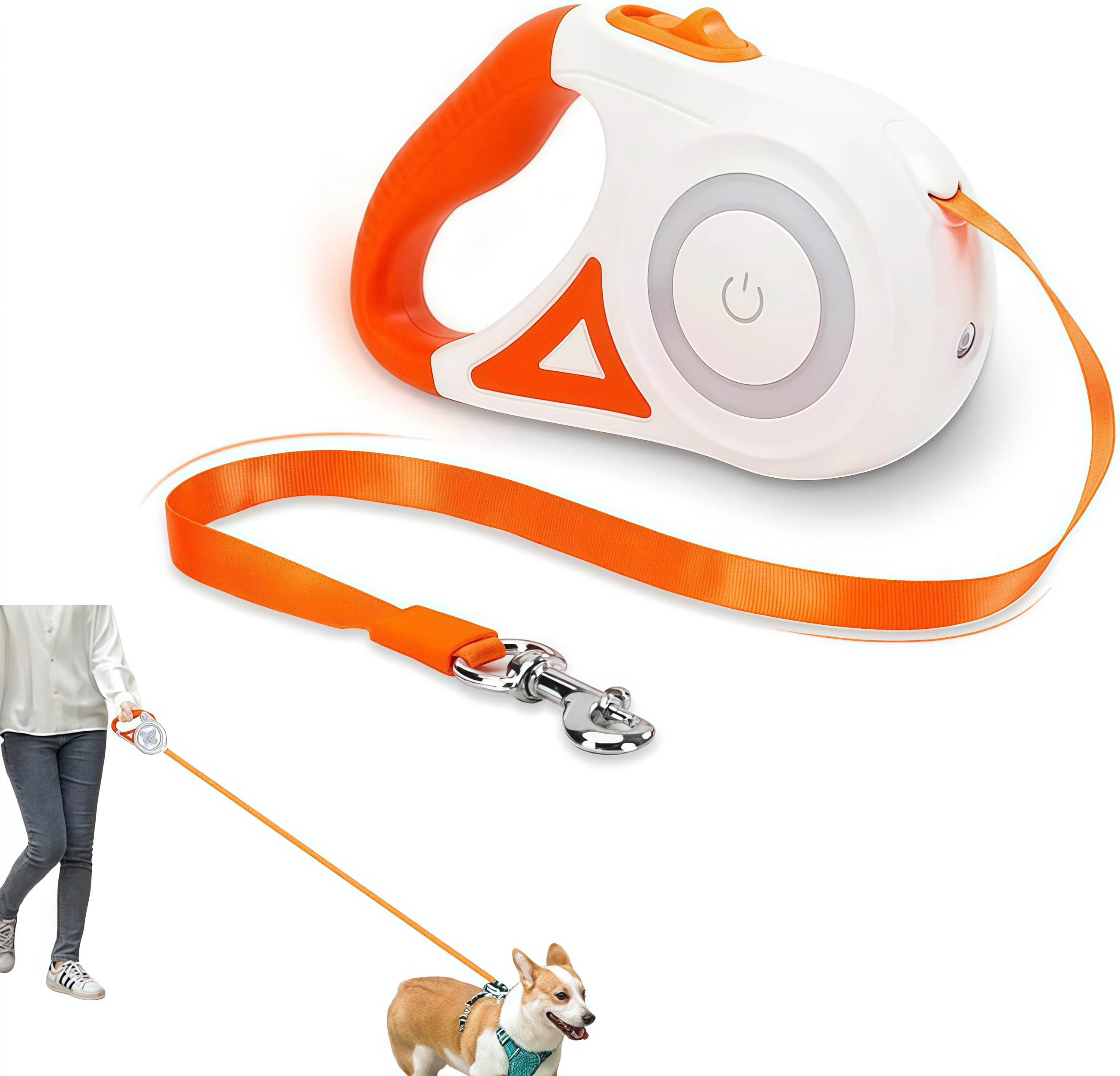 Dog Supplies Luminous Retractable Dog Leash with Front Safety Led Light - 360°Tangle-Free Training Leash for Ultimum Freedom with Anti Slip Handle Dogs & Cats - Purple