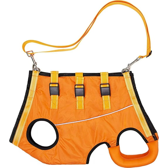Dog Support Harness Dog Assisted Belt for Front and Rear Legs Pet Recovery Vest Elastic Adjustable Walking Dog Chest Strap (Orange,XL)