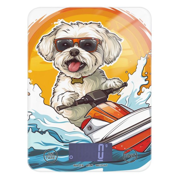 Dog Surf Speedboat Food Scale Digital Kitchen Scale Waterproof Tempered Glass Tare Function 11 lb for Baking Cooking Meal Prep