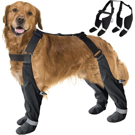 Dog Suspender Boots, Large Dog Rain Boots, Waterproof Doggy Winter Boot Snow Pants, PawProtectors Legging Shoes L