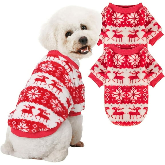 Dog Sweater, 2 Pack Dog Sweaters for Small Dogs or Cats, Girl or Boy, Warm Dog Clothes Shirt Coat for Winter Christmas
