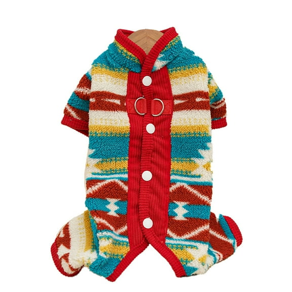 Dog Sweater Boho Warm Pet Soft Winter Clothes for Dogs and Cats, Imitation lambswool Pet Sleepwear, Red, XS