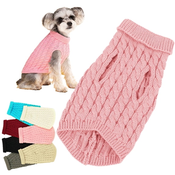 Dog Sweater Clothes Dog Sweaters for Small Dogs Girl Boy Teacup Dog Yorkie Turtleneck Knitted Sweater Pet Clothes Fall Dog Clothes L, Khaki