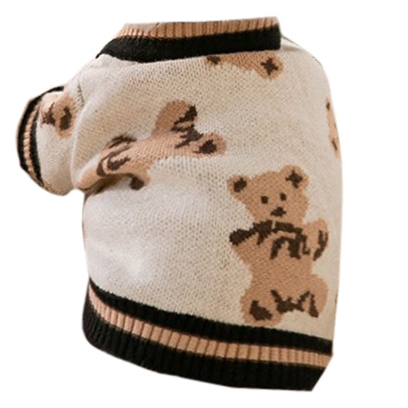 Dog Sweater Cute Bear Dog Cardigans Clothes Puppy Knitting Coat Soft Pet Fall Winter Warm Apparel for Small Medium Dogs Boy Girl Cat Sweaters Outfits(White Red Xs S M L Xl) Pet Clothes Happy Day!