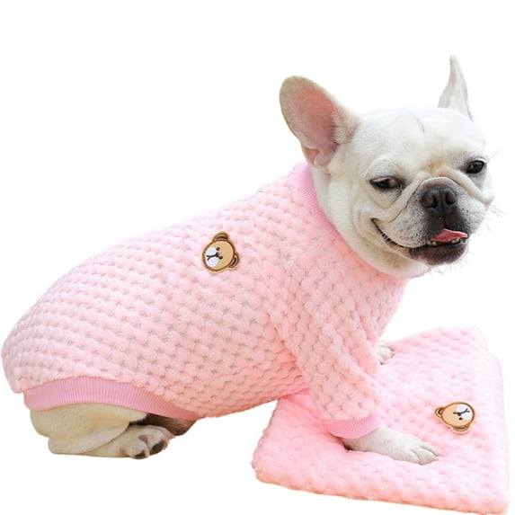 Dog Sweater, Dog Shirt Coat Jacket, Warm Soft Flannel Pet Clothes Coat Jacket for Small Medium Dogs Girl Boy Pink XS
