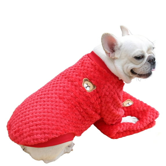 Dog Sweater, Dog Shirt Coat Jacket, Warm Soft Flannel Pet Clothes Coat Jacket for Small Medium Dogs Girl Boy Red 2XL