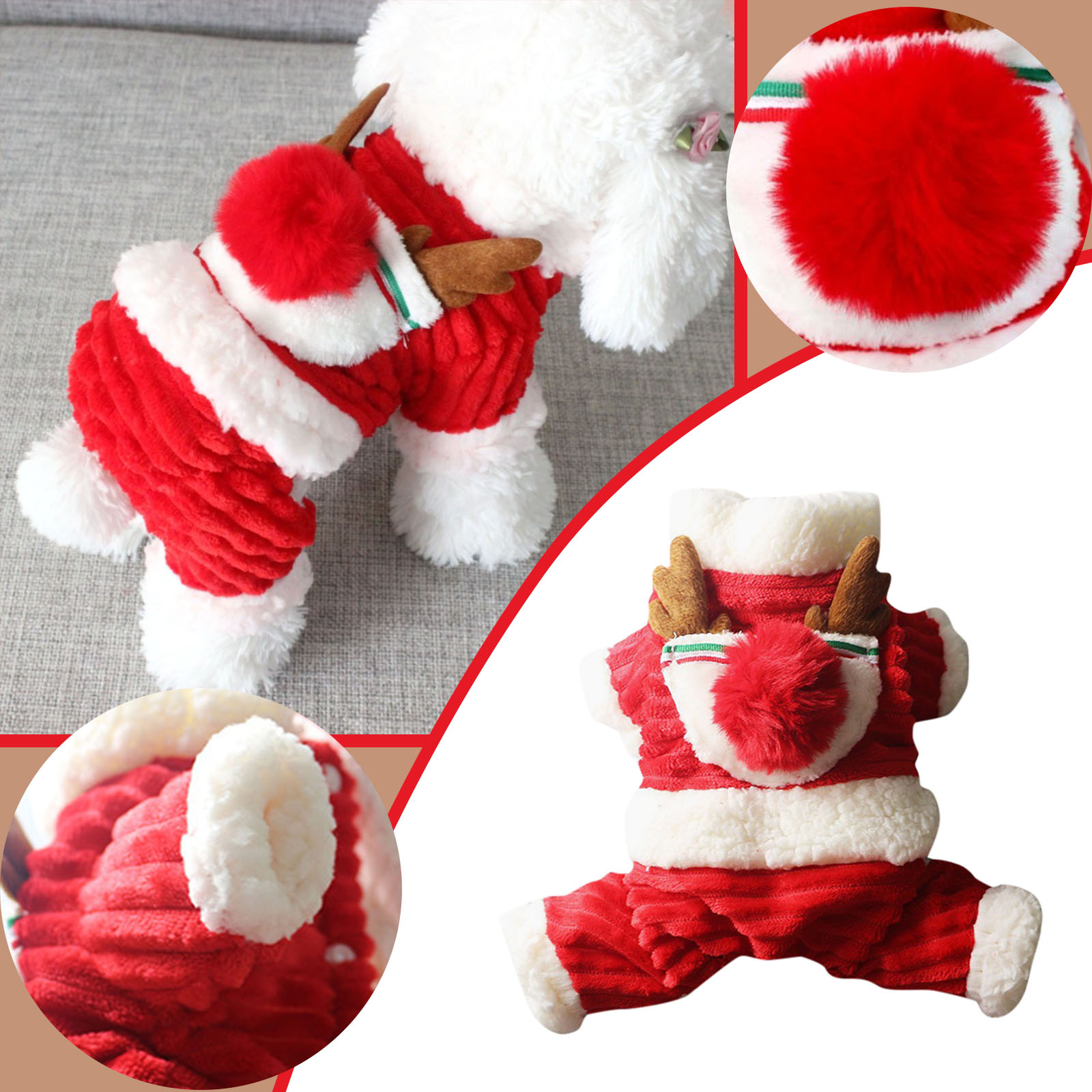 Dog Sweater Dress Christmas Clothes Winter Pet Clothes Cats Thicken