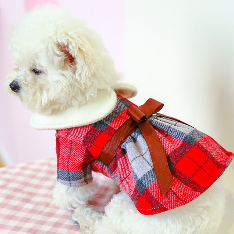 Dog sweater with plaid clearance skirt