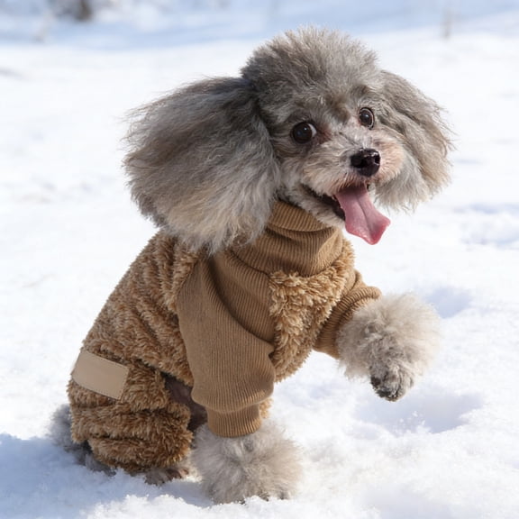 Dog Sweater Turtleneck Winter Dog Clothes for Small Dogs Girls Boy, Warm Puppy Pajamas Onesies, Pet Clothes Puppy Sweater Pjs, Doggy Jumpsuits Doggie Outfit, Browm, M