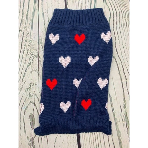 Dog Sweater Knit Turtleneck Winter Warm Puppy Clothing Heart Pullover Pet Large