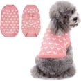 thumbnail image 1 of Dog Sweater, Knitted Heart Pattern Puppy Sweaters for Small Medium Large Dogs, Girl Boy Autumn/Winter High Elasticity Comfortable Pet Clothes, Christmas Holiday New Year Pet Outfit 1Pack, 1 of 6