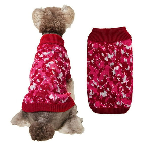 Dog Sweater Knitwear Pet Coats Winter Clothes Dog Apparel & Accessories Christmas Hooded Camouflage Pet Sweater Small Medium Dog Clothes(XS)C