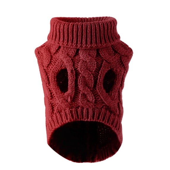 Dog Sweater, Red Colored, Soft Knit Fabric, Warm & Fleece Lined, Comfortable Fit - Pet Apparel With Elastic Collar, Easy To Dress, Machine Washable, Durable Knitting - For Large