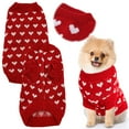 thumbnail image 1 of Dog Sweater, Red Heart Pattern Dog Sweater, Warm Knitted Dog Pullover with Love Design, Cute Pet Clothes for Small Medium Dogs, Cold Weather Apparel, 1 of 9