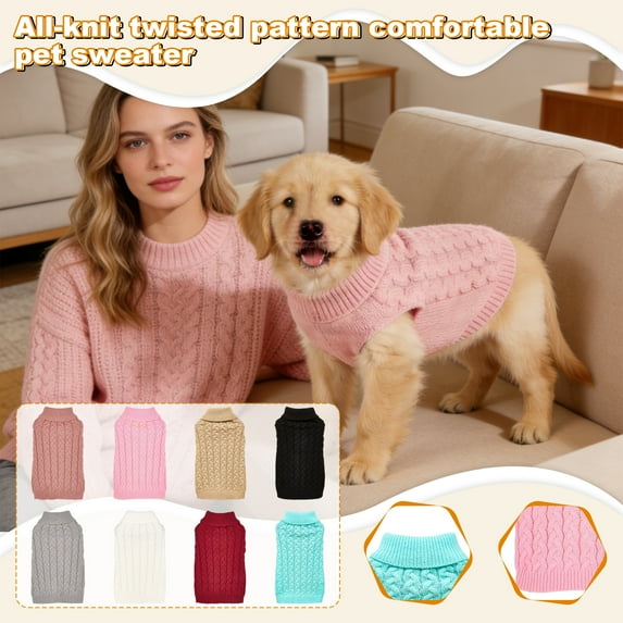 Dog Sweater for Small, Medium, Large Dogs - Warm Winter Pet Clothes - Solid Color Pet Jumper Clothes, Comfortable Elastic Puppy Clothes Fall Winter Black Size:L, 1pcs