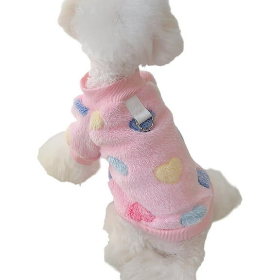 Dog Sweater Soft Dog Clothes with Leash Ring Dogs Winter Cold Weater Sweaters Clothing Pet Sweatershirt Puppy Fleece Warm Holiday Clothes for Small Medium Boy Girl Apparel Unisex Pull On Pink XL