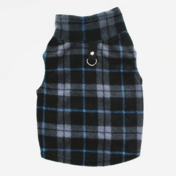 Dog Sweater, Soft Fleece Pullover with Leash Ring, Plaid Winter Pet Clothes, Warm Coat for Small Dogs and Cats, Indoor and Outdoor Use, Size Large, by FAJHHA