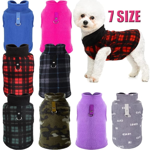GASTROPOD Soft Fleece Dog Sweater with Leash Hole - Warm Plaid Buffalo Check Winter Vest Pullover Jacket for Small Medium Dogs Cats, Cozy Pet Apparel for Indoor Outdoor Cold Weather
