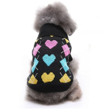 Dog Sweater, Soft and Warm Dog Knitted Sweater with Leash Hole, Dog Winter Coat, Cold Weather Clothes for Small Medium Dogs Cat (Black),l，G179200