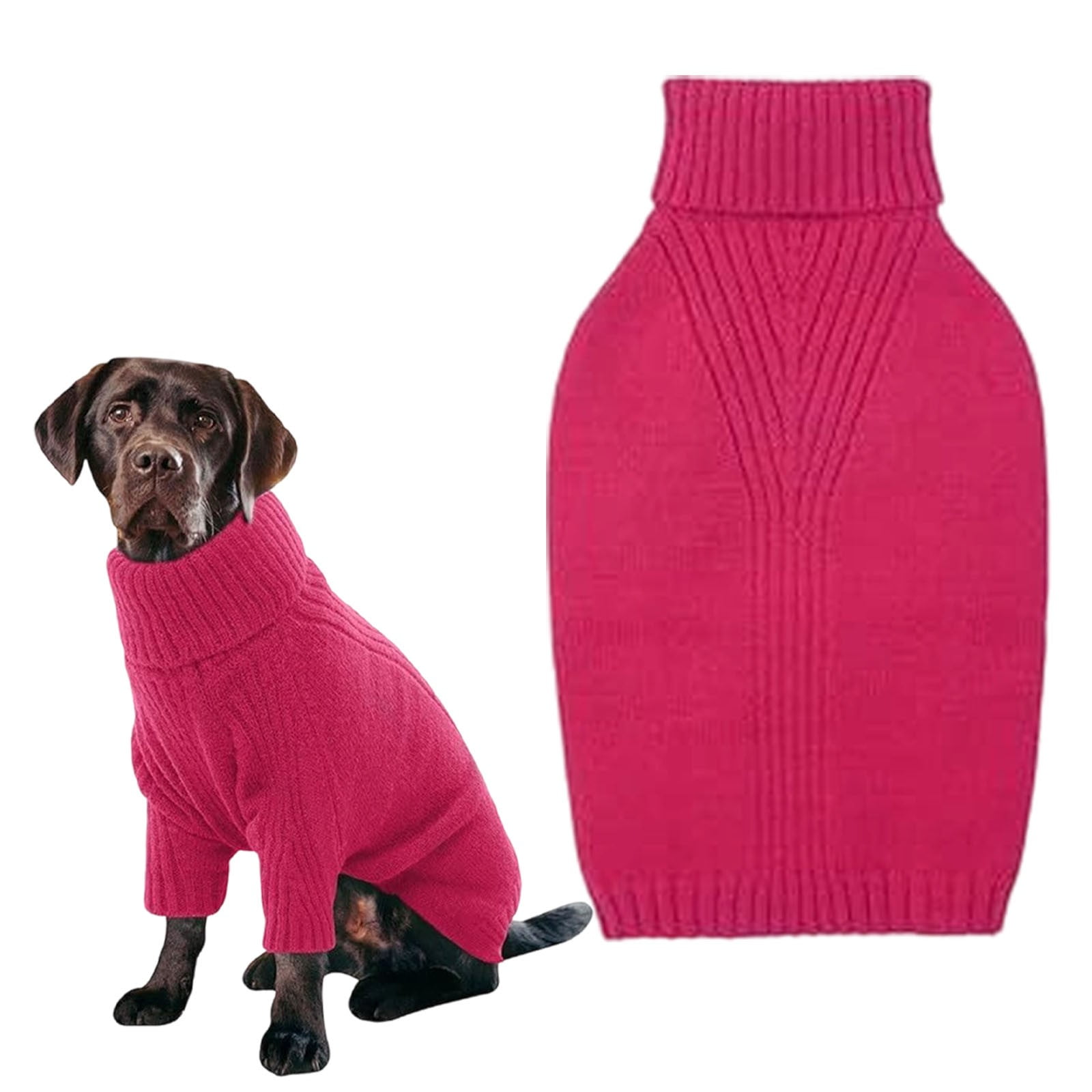 Dog Sweater,Thermal Knit Big Dog Sweater Christmas,Pet Turtleneck Doggy Sweatshirt for Extra Large Dogs Boy Girl,Stretchy Large Dogs Cold Weather Outfit Pitbull Clothes, Hot Pink, XXL