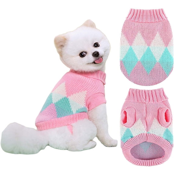 Dog Sweater, Turtleneck Pullover Pet Clothes for Indoor Daily Wear and Outdoor Outings(Slim Pink,XL)
