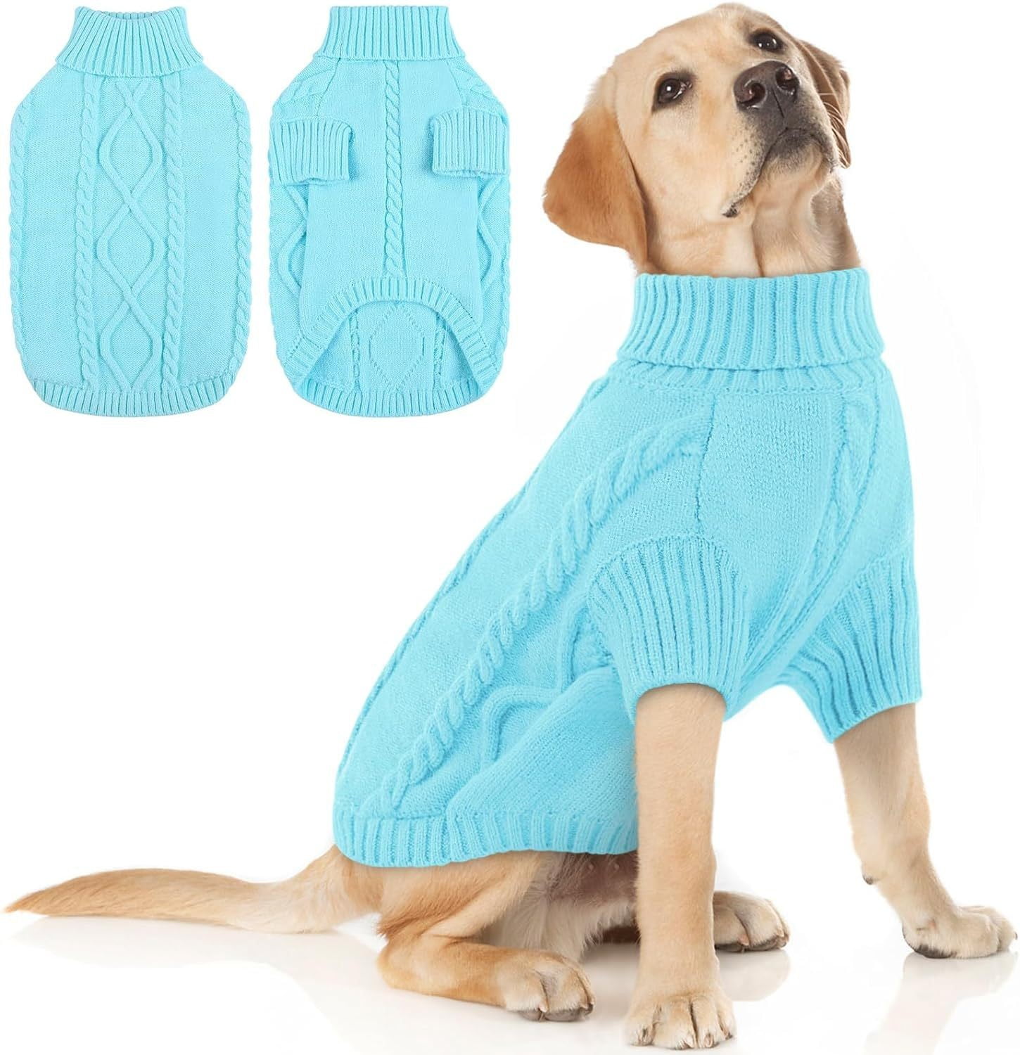 Image showcasing Dog Sweater Winter Coat Turtleneck Knit Apparel Warm Soft Oversized ...
