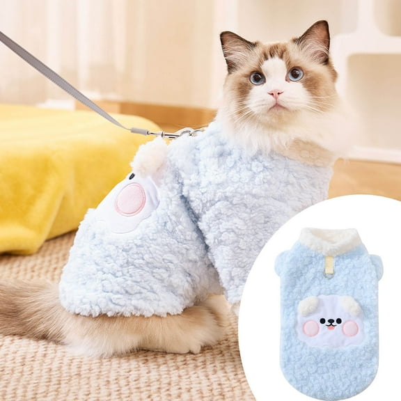 Dog Sweater Winter Warm Soft Fuzzy Puppy Clothes Cold Weather Pet Apparel For Small Dogs Cats Chihuahua Cozy Pullover Jacket With D Ring Harness Leash