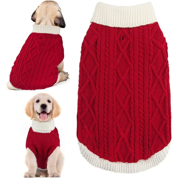 Dog Sweater Winter Warm Turtleneck Sweatshirt, Holiday Theme Puppy Costume Christmas Outfit for Dog Cat, M