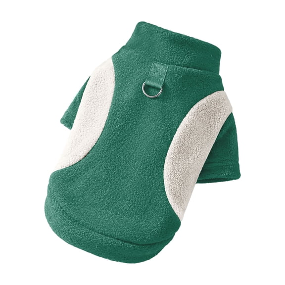 Dog Sweater for Small Dogs, Turtleneck Color‑Block Dog Clothes with D‑Ring Leash Hole, Warm Pet Pullover Coat for Tiny Puppy Green