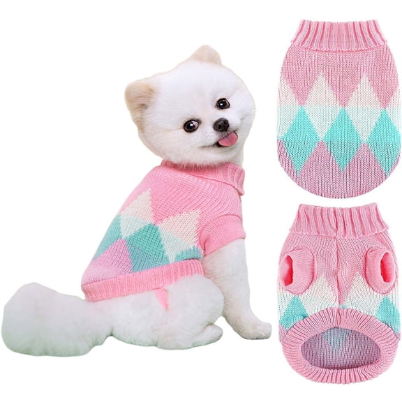 Dog Sweater for Small & Medium Dogs, Cute Turtleneck Pullover Knitwear - Warm Winter Clothes for Bulldogs, Poodles, Yorkies, Chihuahuas & More