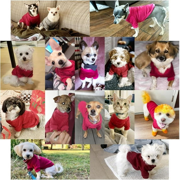 Dog Sweaters For Small Dogs Girl Boy Winter Fleece Clothes Warm Soft Dog Sweatshirt Outfit For Dogs ( Wine S )