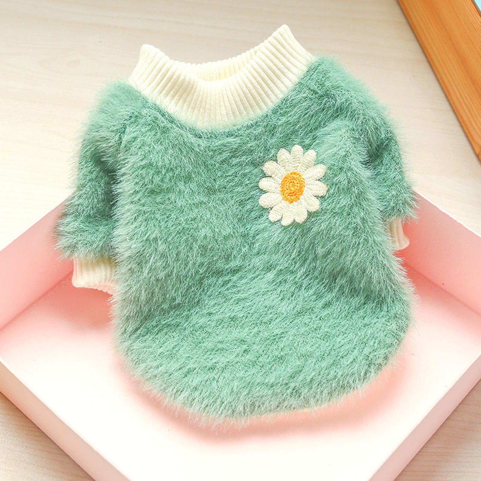 Dog Sweaters for Small Dogs Girl Style Round Neck Flowers Sweater Extra