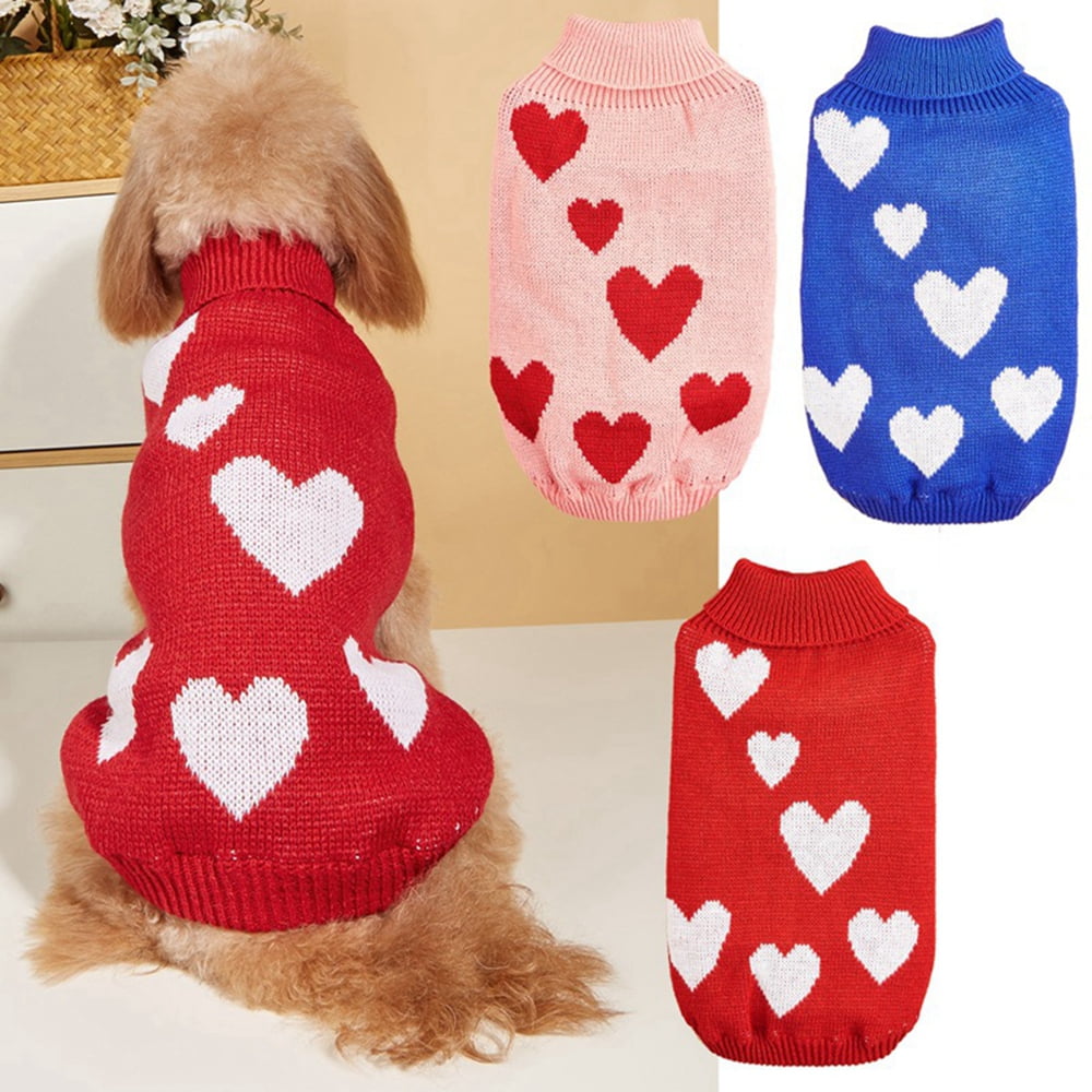 Dog Sweaters Valentines Day 3 Pack Turtleneck Heart Pet Festival