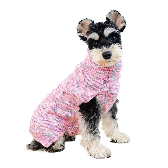 Dog Sweaters for Small Dogs, Dog Turtleneck Sweater, Classic Cable Knit Dog Clothes for Cold Weather,Pink,M