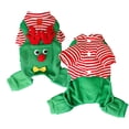 thumbnail image 1 of Dog Sweatshirt, Green Christmas Reindeer Costume Pet Clothes, 1 Pack Striped Thermal Four Leg Jumpsuit, For Holiday Party Photoshoot Winter Daily Wear Small Medium Large Dogs, 1 of 8