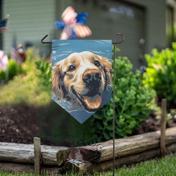 Dog Swim Garden Flag 18" x 12.5" Double Sided Yard Lawn Outdoor Decor Small Yard Flags
