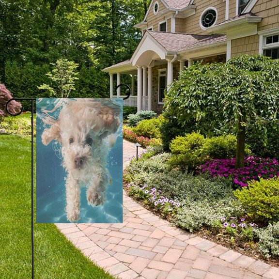 Dog Swim Garden Flag Double Sided 12 x 18 Inch Outside Yard Decoration Outdoor Flag