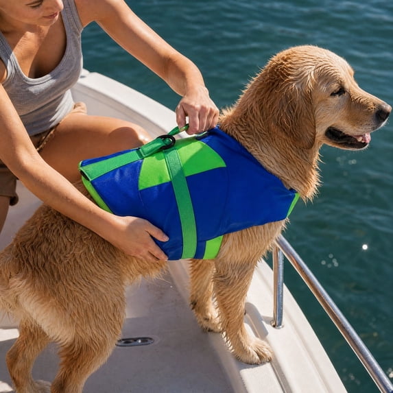 Dog Swim Vest with Chin Rest,Dog Life Jacket with Chin Float, Adjustable Flotation Vest with Leash, Polyester Material, For Swimming Boating Pool