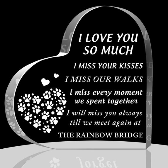 Dog Sympathy Gifts Memorial Bereavement Gifts Acrylic Heart Condolence Gifts For Loss Of Dog Remembrance Gifts For Loss Of Loved One 4X4 In Birthday Gifts For Women Men Office Home Memorial Day