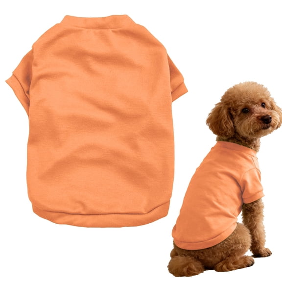 Dog T Shirt - Soft Cotton Basic Solid Color Pet Shirt, Lightweight Breathable Pullover for Small & Medium Dogs Puppy,Orange,L