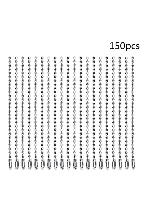 Dog Tag Chain Necklace Chain Bulk 1.5mm Bead Link Beaded Chain for Blanks Jewelry Making with Connector