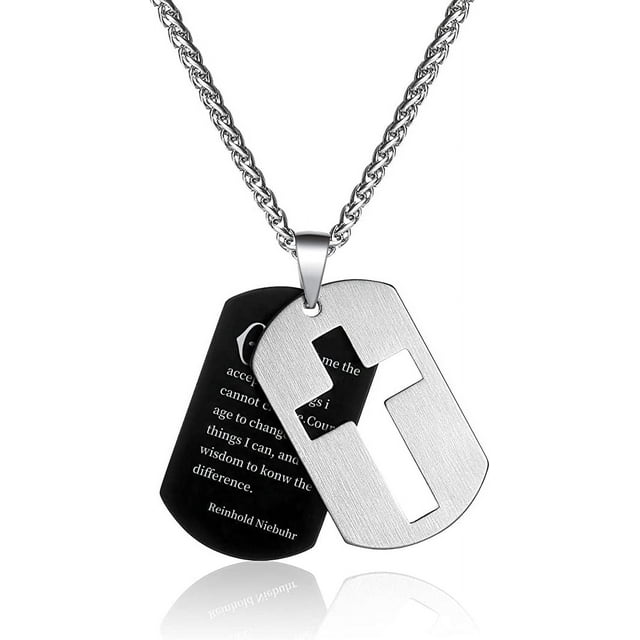 Dog Tag Cross Necklace for Men Boys Stainless Steel Dog Tag Pendant ...