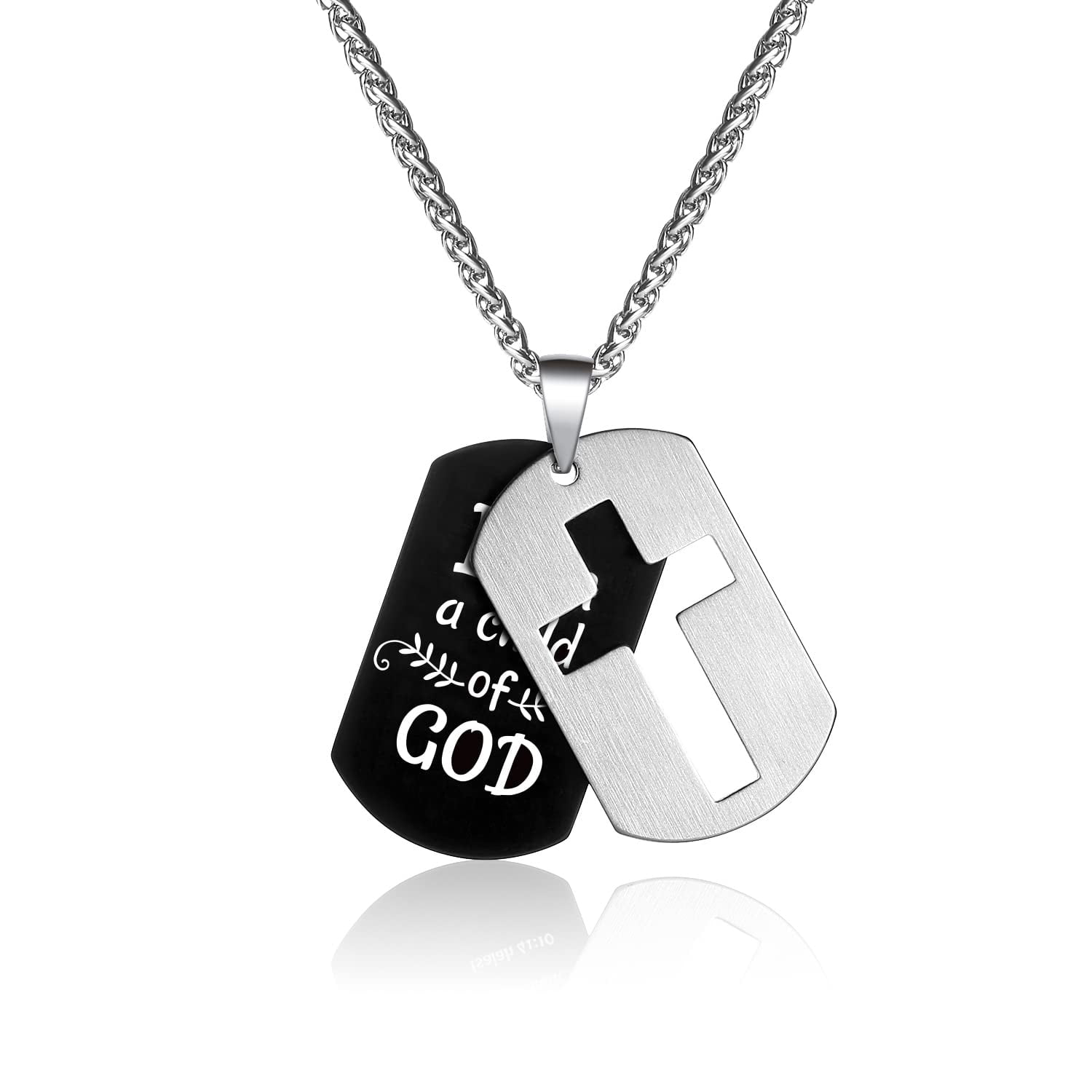 Dog Tag Cross Necklace for Men Boys Stainless Steel Dog Tag