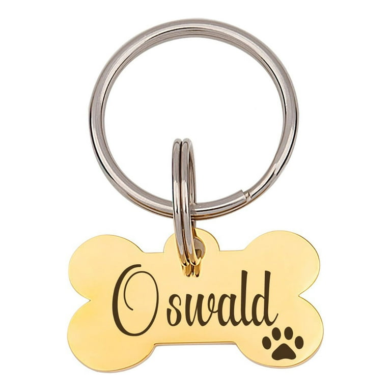 Personalized Gold Dog Bone Pet Tag Engraved Dog Tags Custom Pet ID