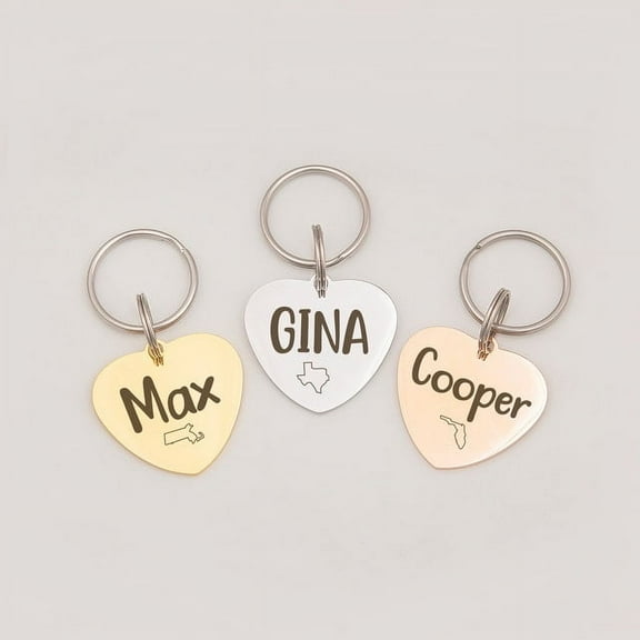 Dog Tag - Dog Tags for Dogs Personalized - Dog Name Tag - Dog Collar Tag - State Pet Id Tag - Dog Id Tag Small Dog - Cat Tag Heart