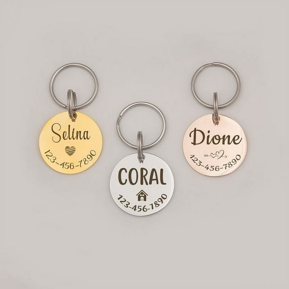 Dog Tag - Dog Tags for Dogs Personalized - Dog Name Tags - Dog Collar Tag - Rose Gold Dog Tag with Icon - Dog Id Tags Double Sided